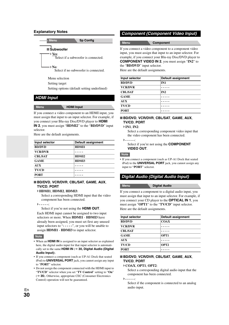 Changed, Hdmi input, Component (component video input) | Digital audio (digital audio input) | Onkyo AVX-280 User Manual | Page 30 / 56