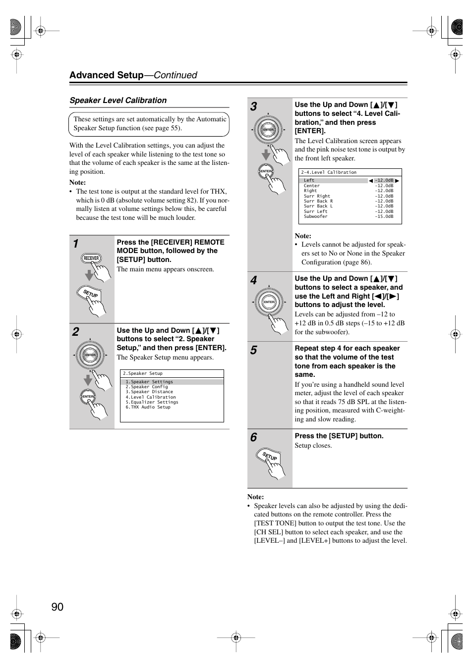 Advanced setup —continued | Onkyo TX SR805 User Manual | Page 90 / 120