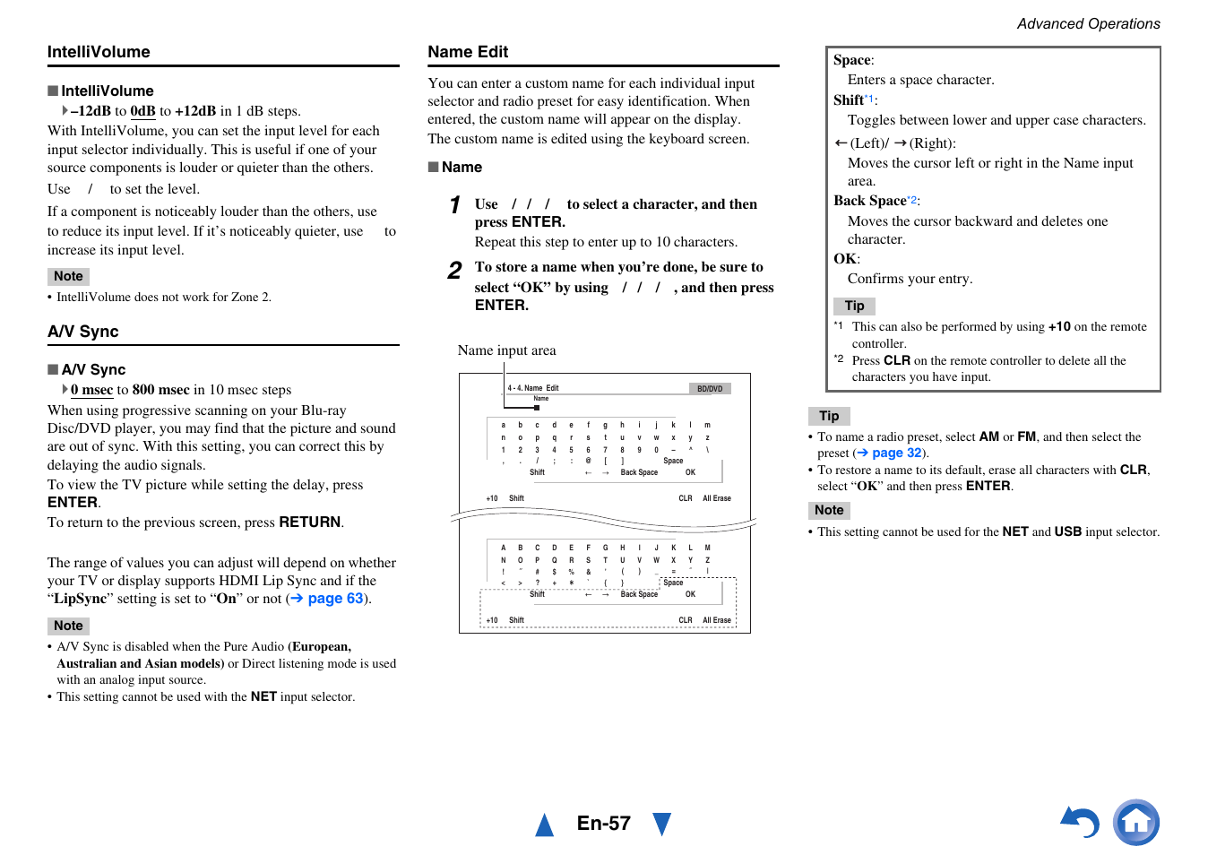 En-57, Intellivolume, A/v sync | Name edit | Onkyo TX-NR515 User Manual | Page 57 / 140
