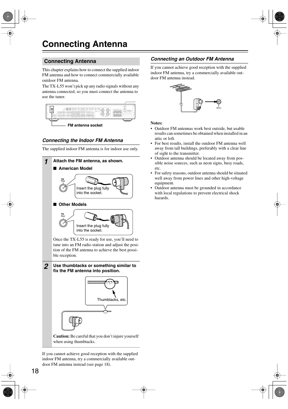 Connecting antenna | Onkyo TX-L55 User Manual | Page 18 / 63