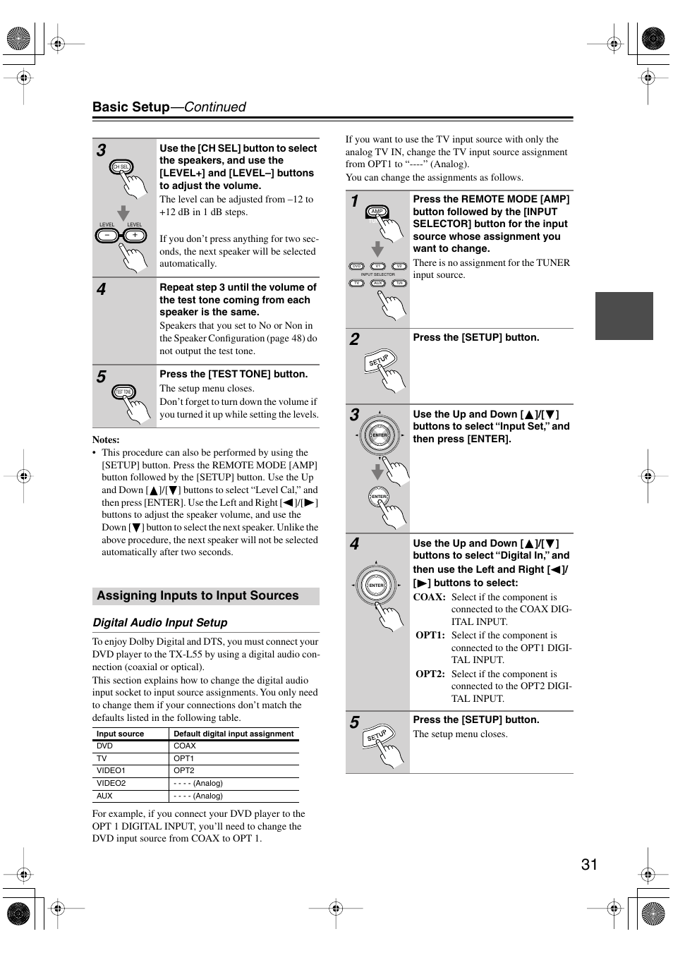 Basic setup —continued | Onkyo TX-L55 User Manual | Page 31 / 63