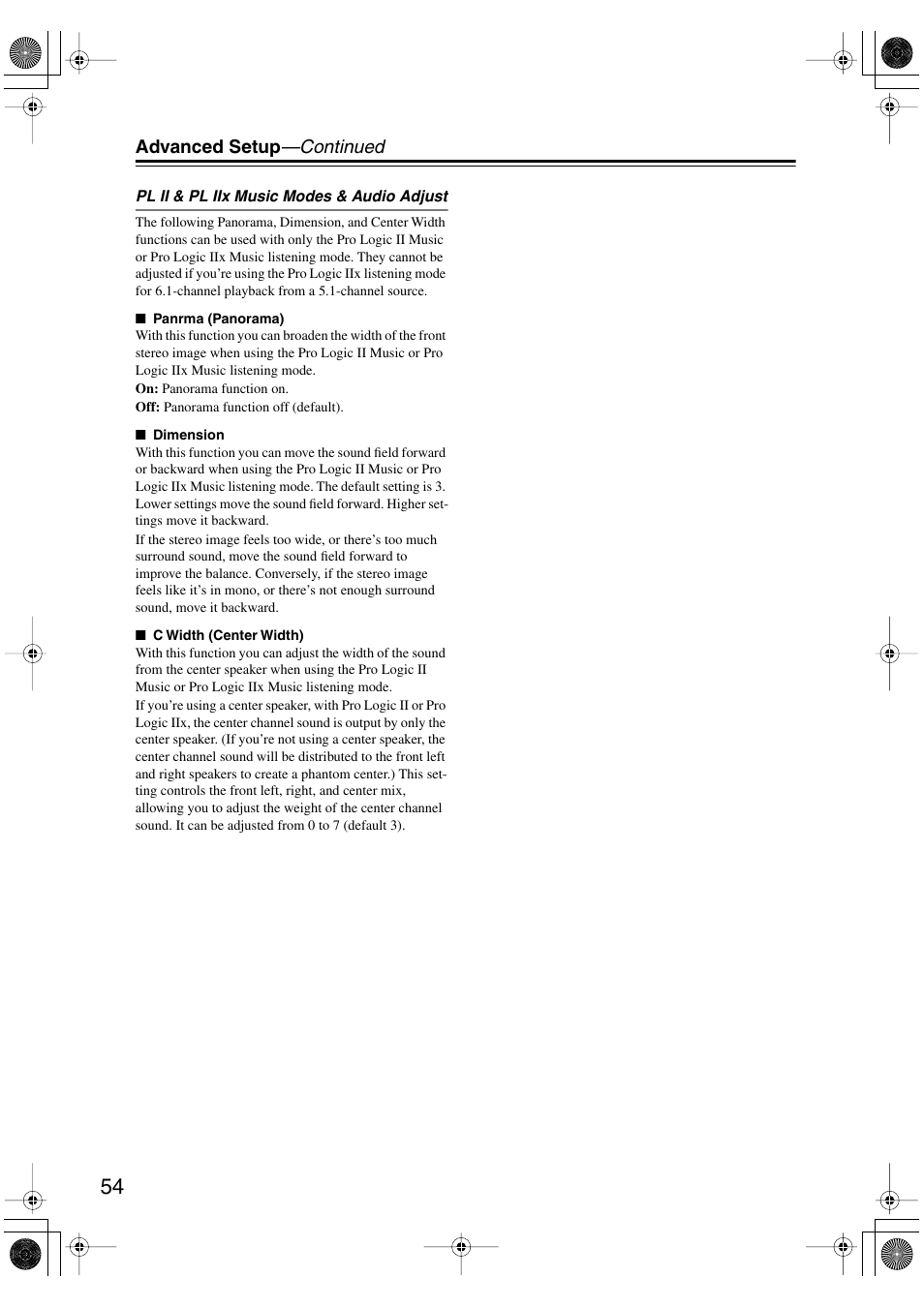 Advanced setup —continued | Onkyo TX-L55 User Manual | Page 54 / 63