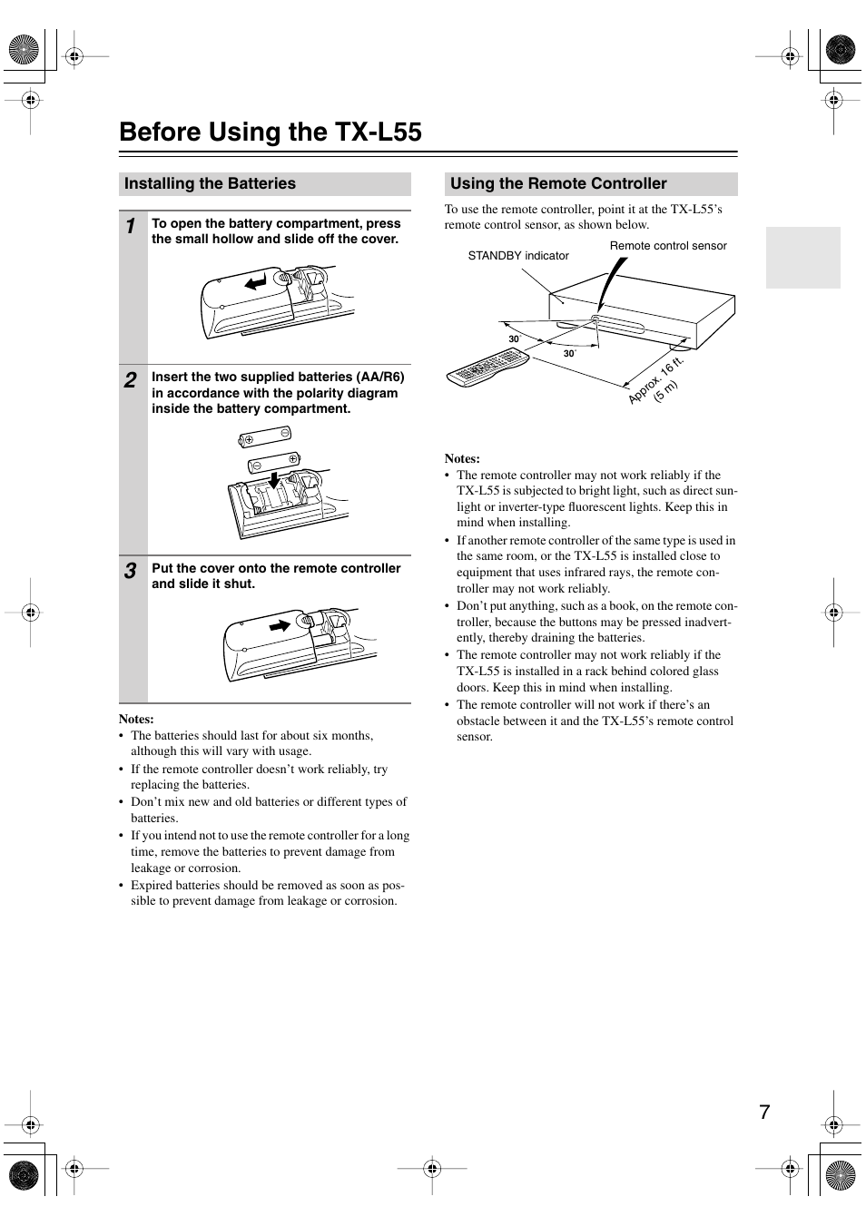Before using the tx-l55 | Onkyo TX-L55 User Manual | Page 7 / 63