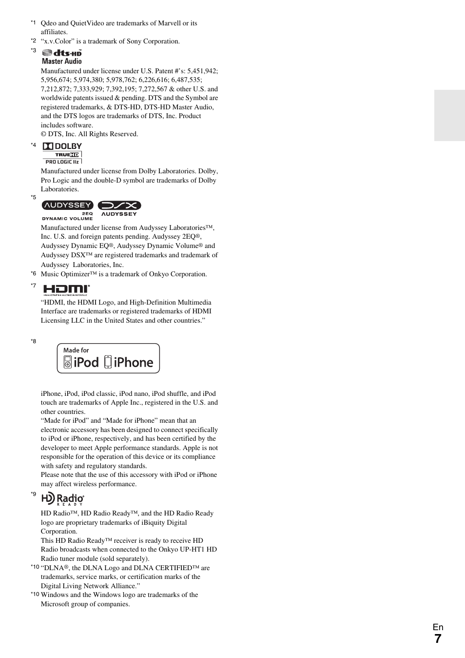 Onkyo 7.2-Channel Network Audio/Video Receiver HT-RC360 User Manual | Page 7 / 84