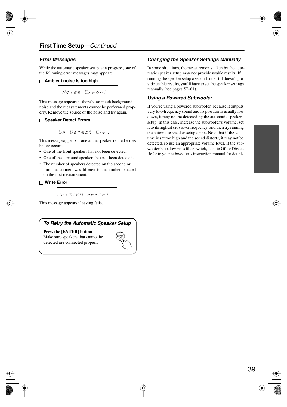 First time setup —continued | Onkyo HT-SP904 User Manual | Page 39 / 72