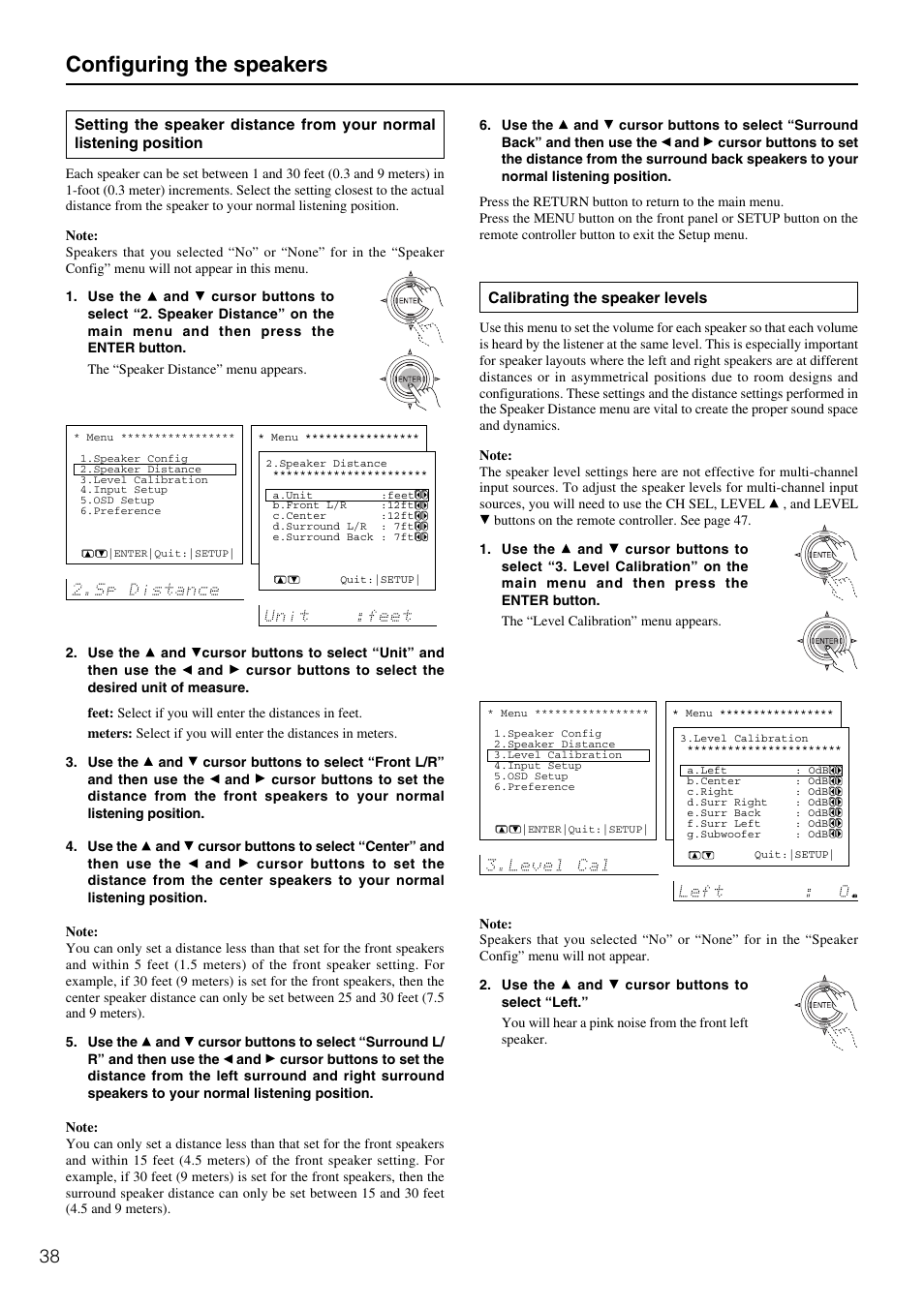 Configuring the speakers | Onkyo TX-SR600 User Manual | Page 38 / 80
