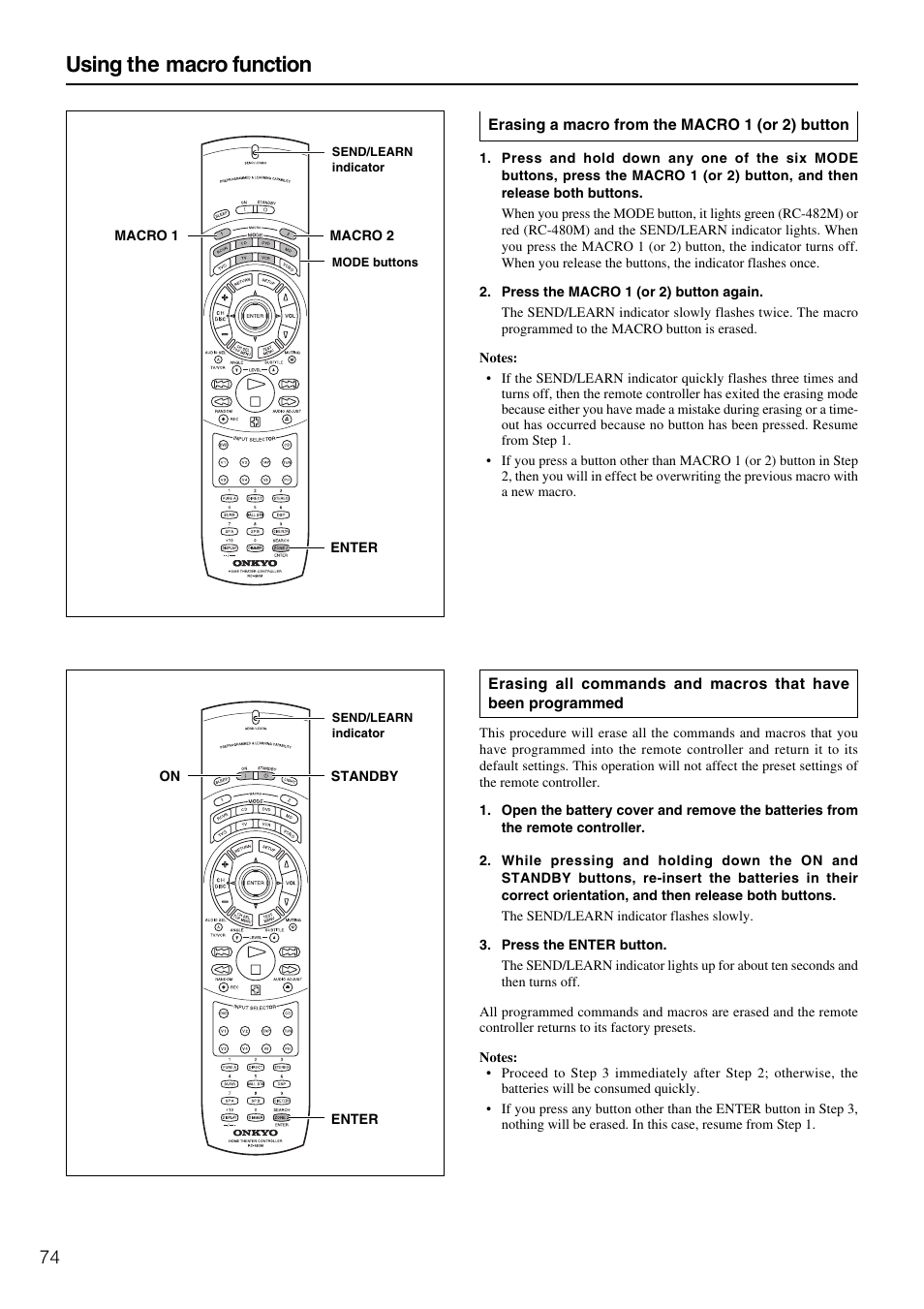 Using the macro function | Onkyo TX-SR600 User Manual | Page 74 / 80