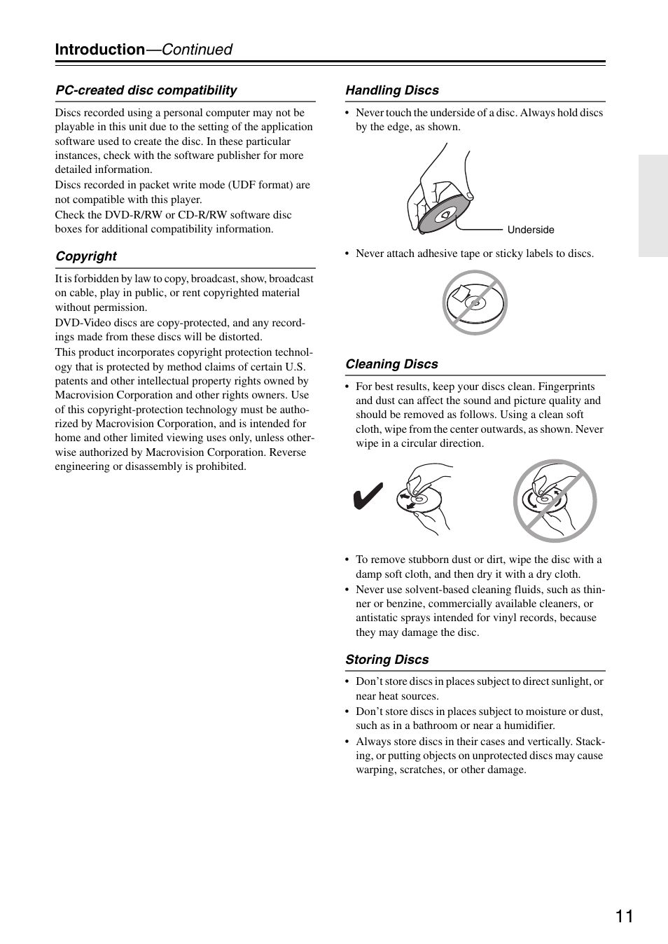 Introduction —continued | Onkyo DV-SP405 User Manual | Page 11 / 64