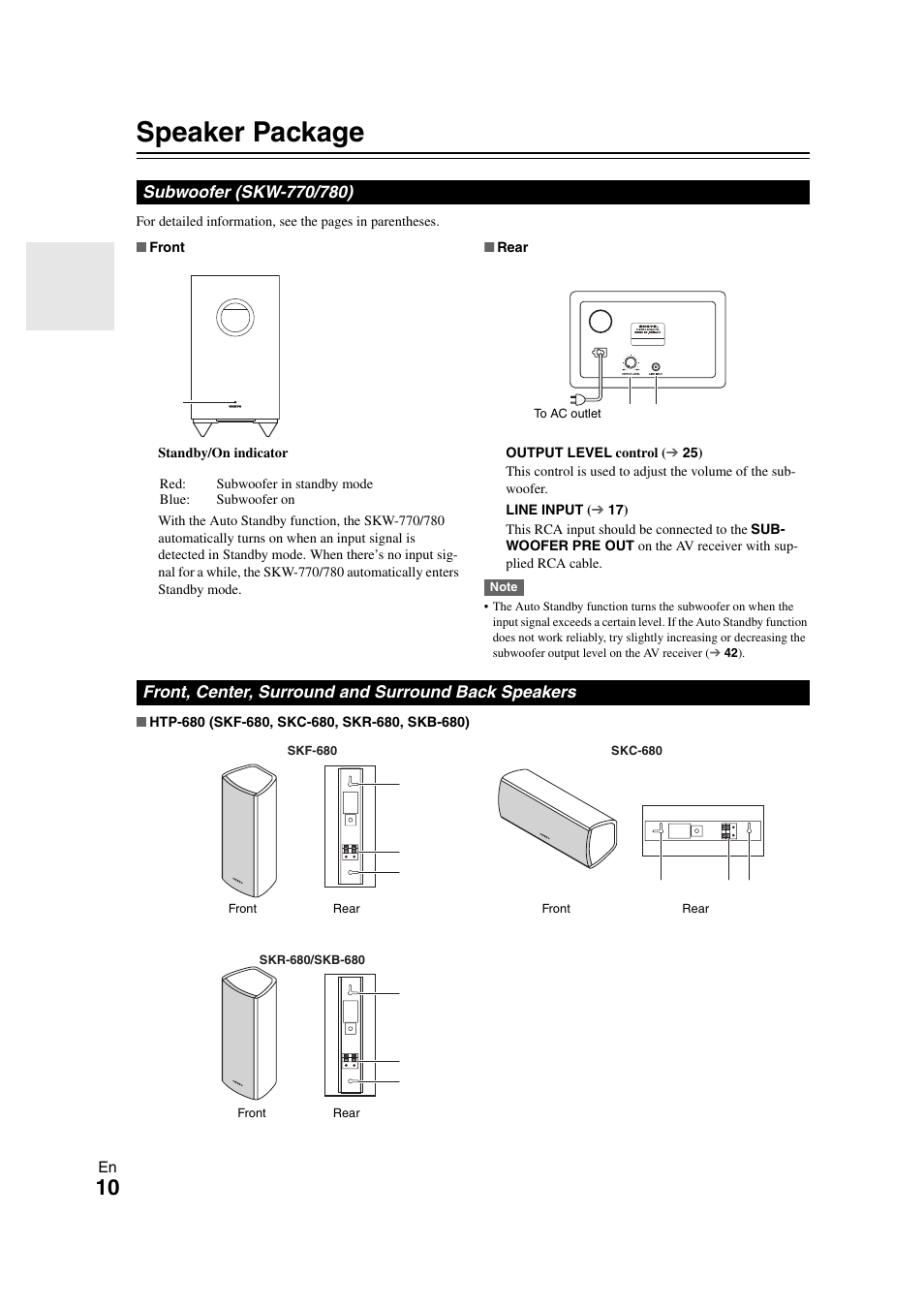 Speaker package | Onkyo HT-S7300 User Manual | Page 10 / 76