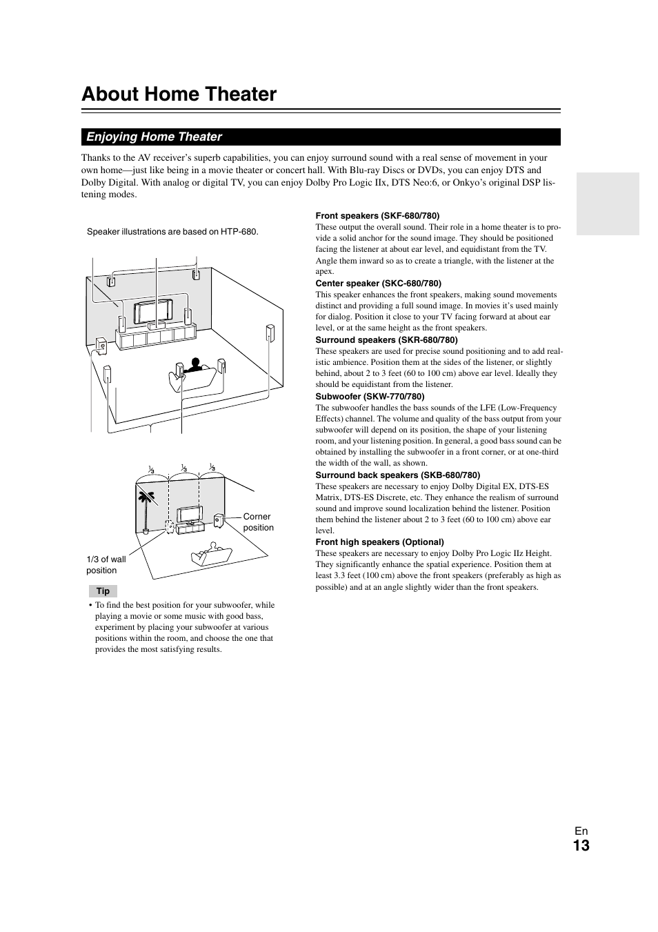 About home theater | Onkyo HT-S7300 User Manual | Page 13 / 76