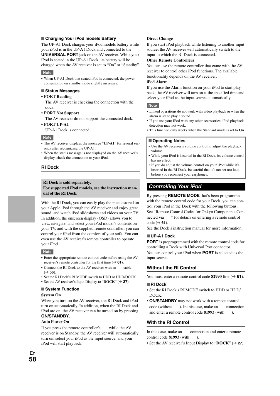 Controlling your ipod | Onkyo HT-S7300 User Manual | Page 58 / 76