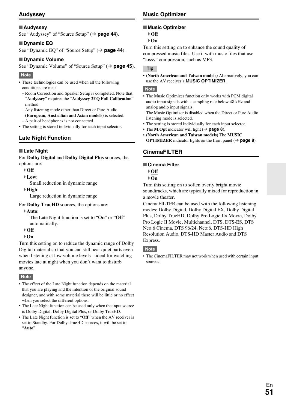 Ee “music optimizer, Tails | Onkyo AV Receiver TX-NR509 User Manual | Page 51 / 76