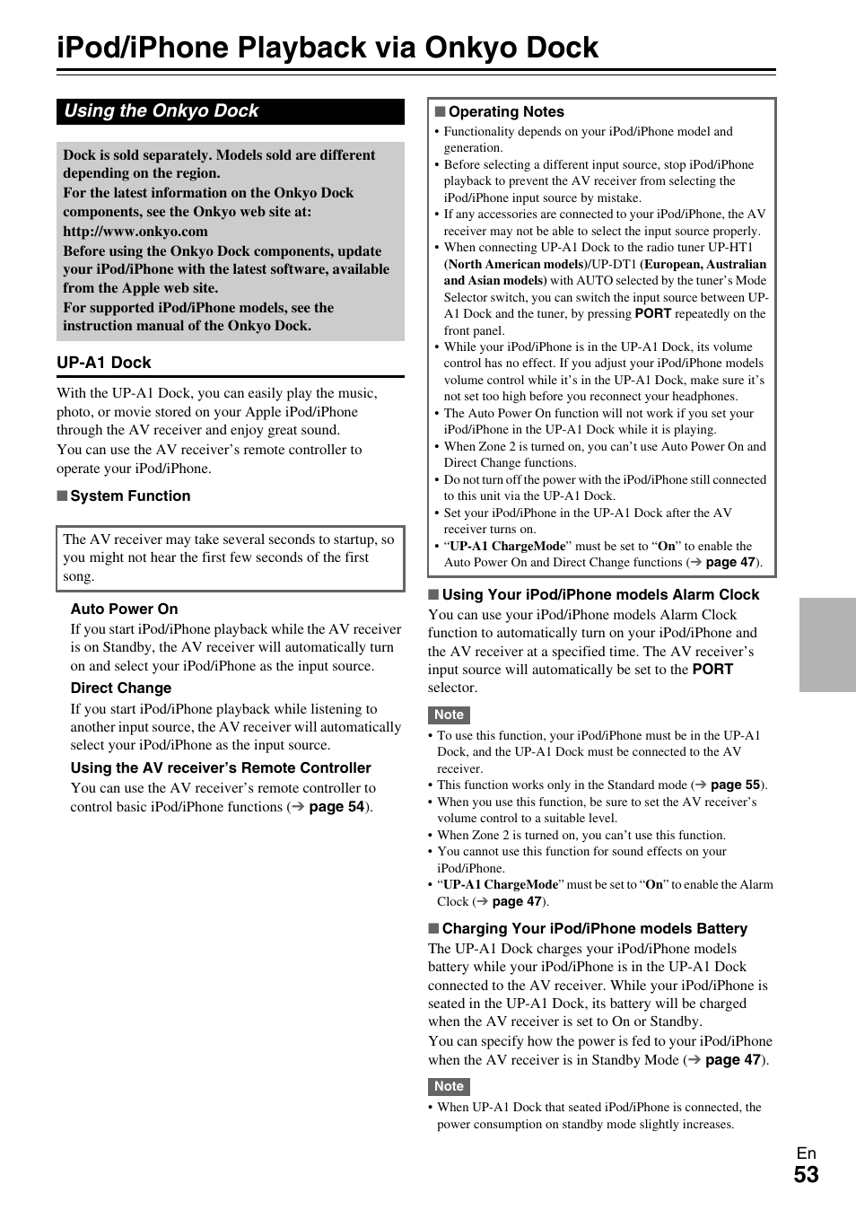 Controlling other components, Ipod/iphone playback via onkyo dock, Using the onkyo dock | Onkyo AV Receiver TX-NR509 User Manual | Page 53 / 76