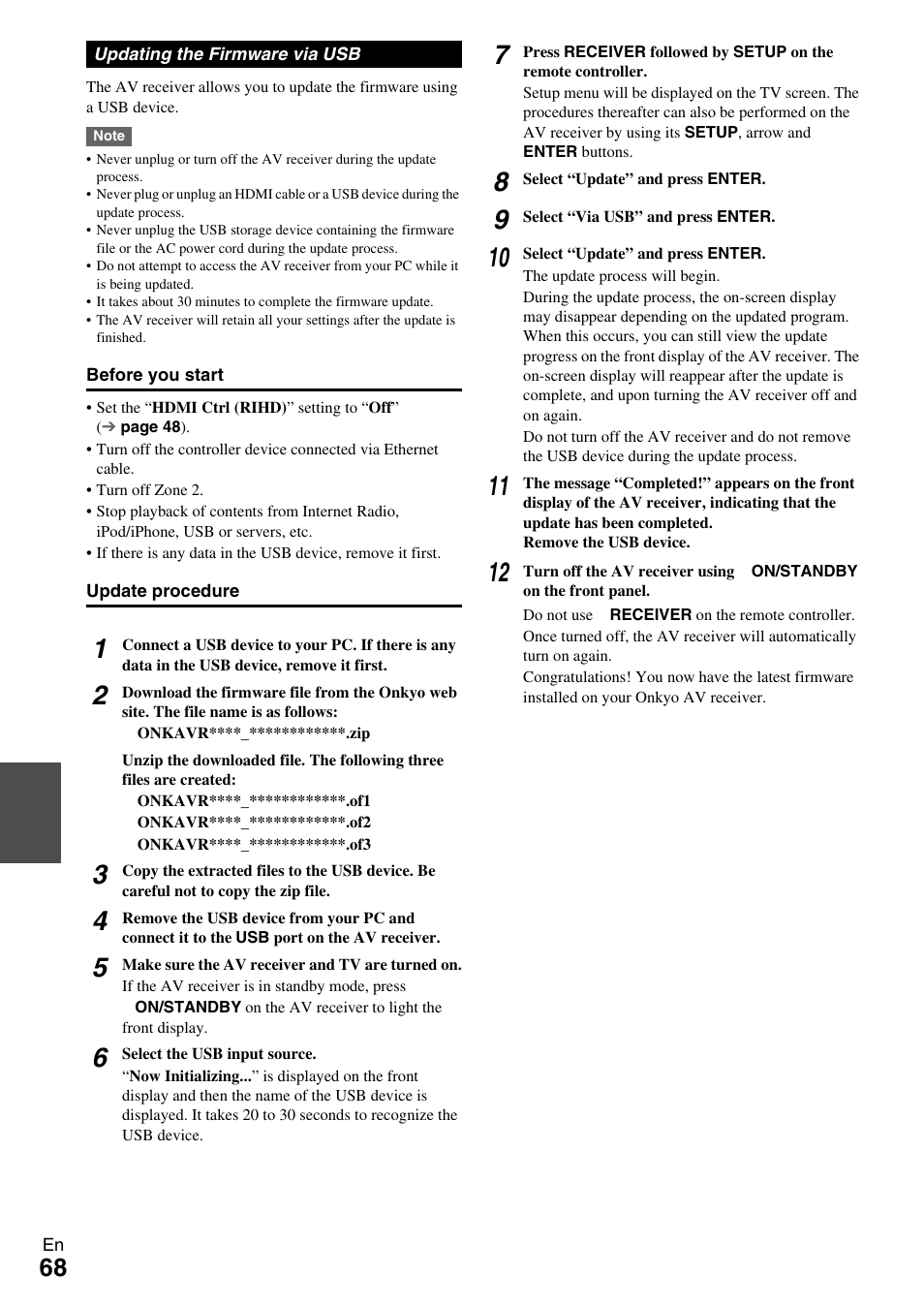 Onkyo AV Receiver TX-NR509 User Manual | Page 68 / 76