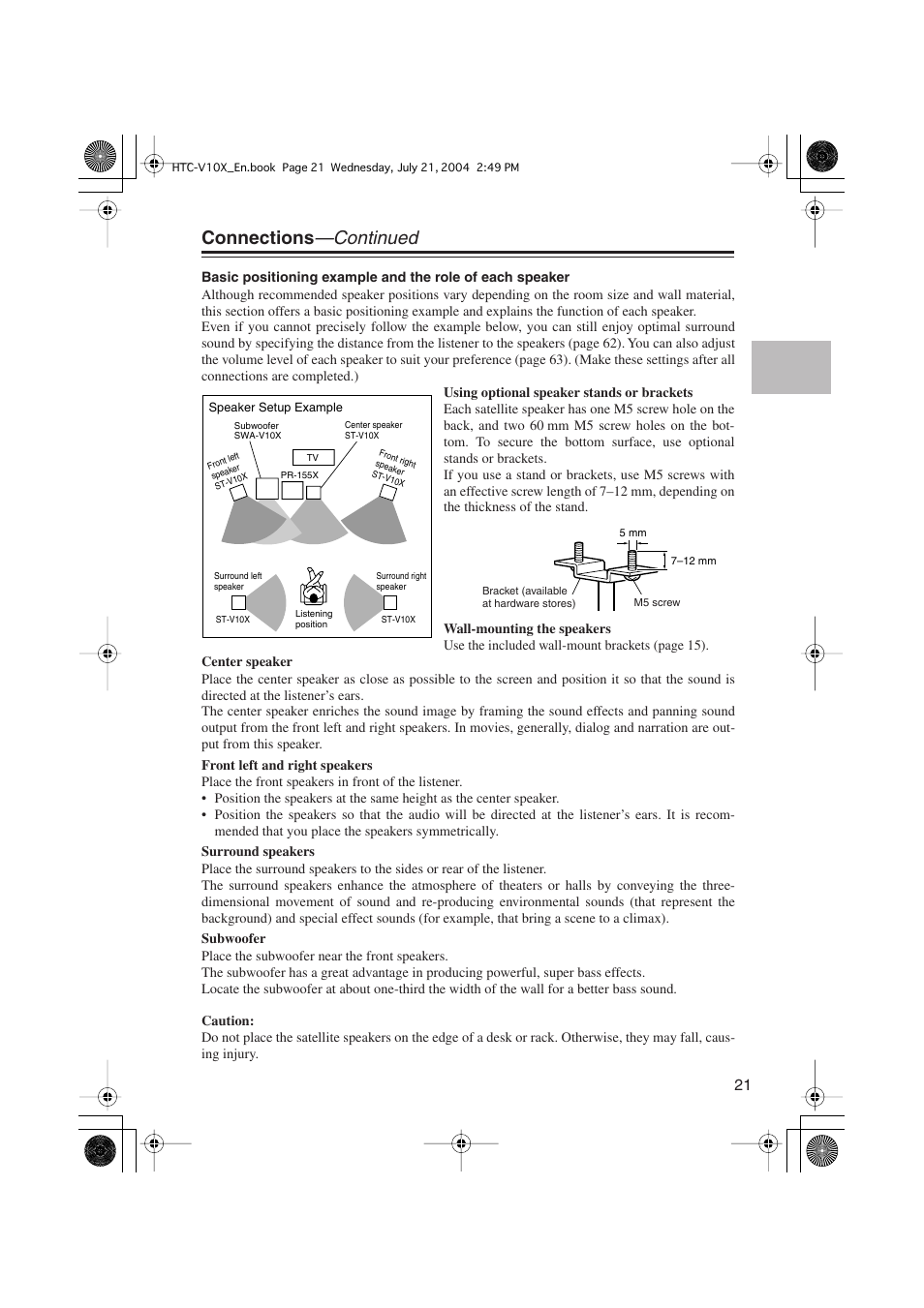 Connections —continued | Onkyo HTC-V10X User Manual | Page 21 / 72