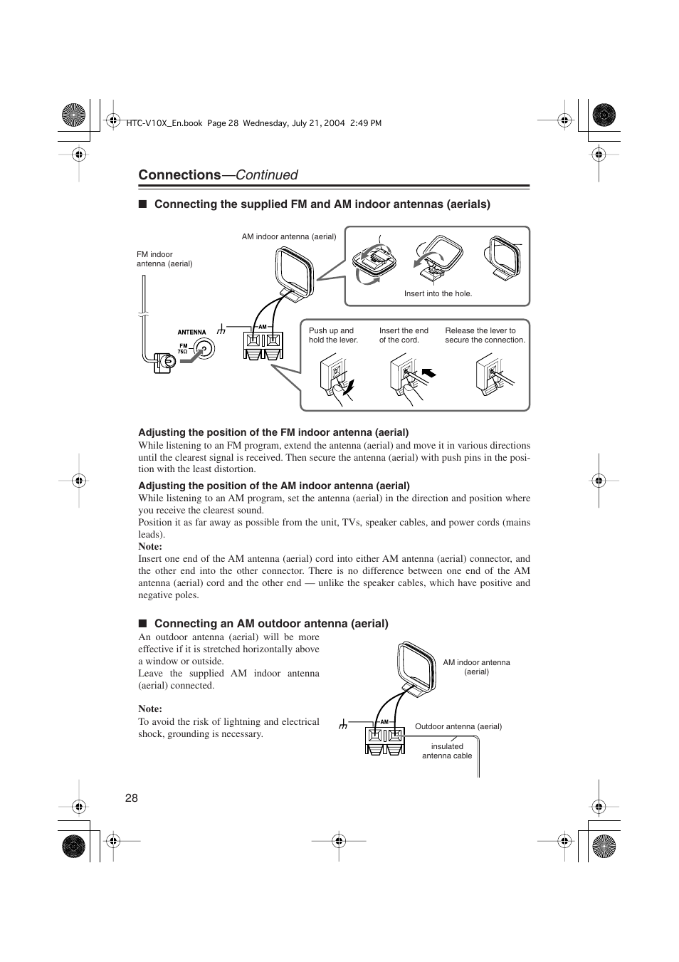 Connections —continued | Onkyo HTC-V10X User Manual | Page 28 / 72