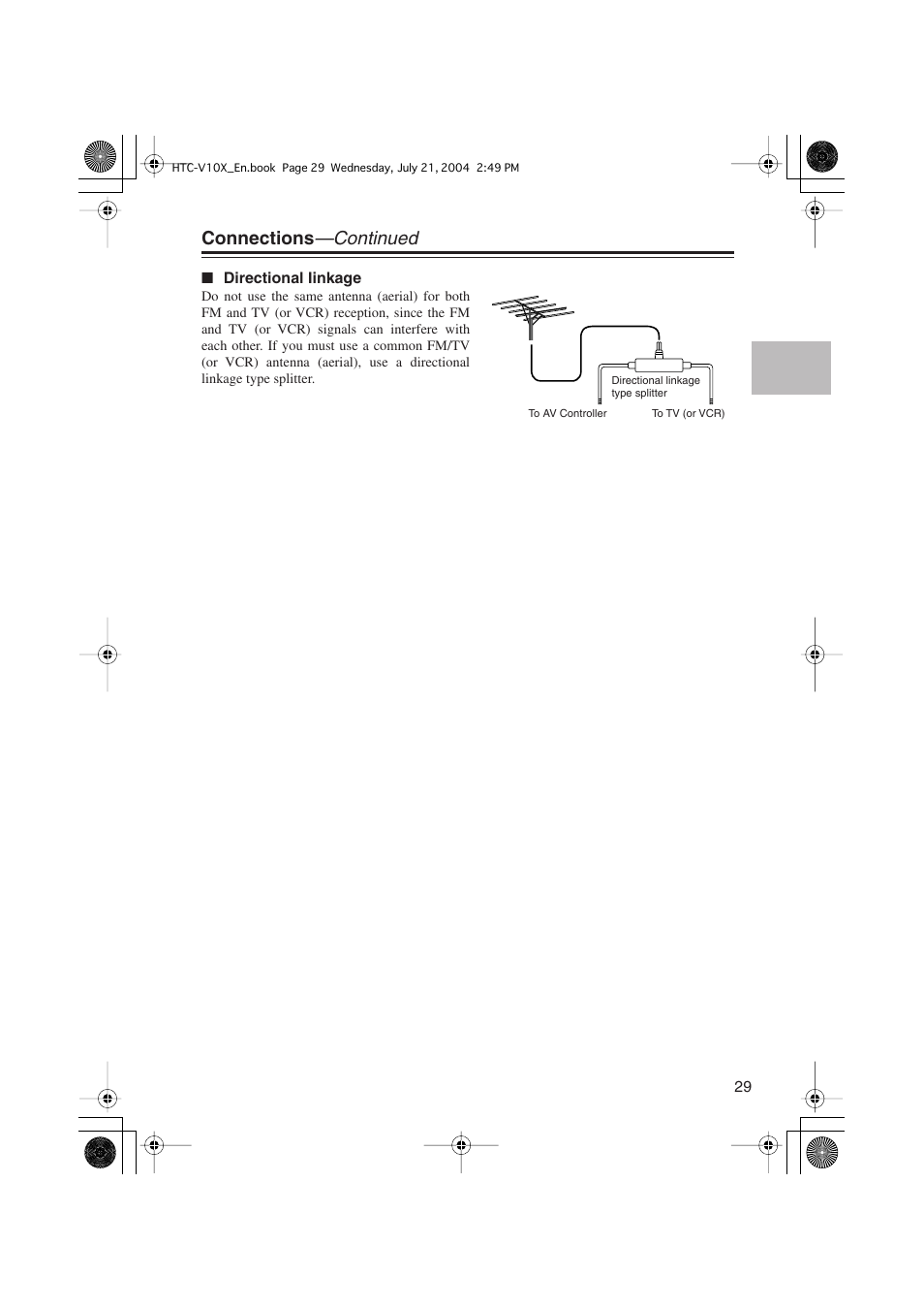 Connections —continued | Onkyo HTC-V10X User Manual | Page 29 / 72