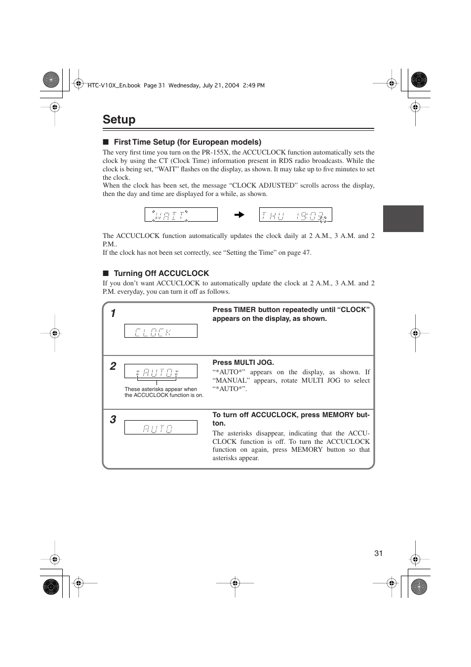 Setup | Onkyo HTC-V10X User Manual | Page 31 / 72