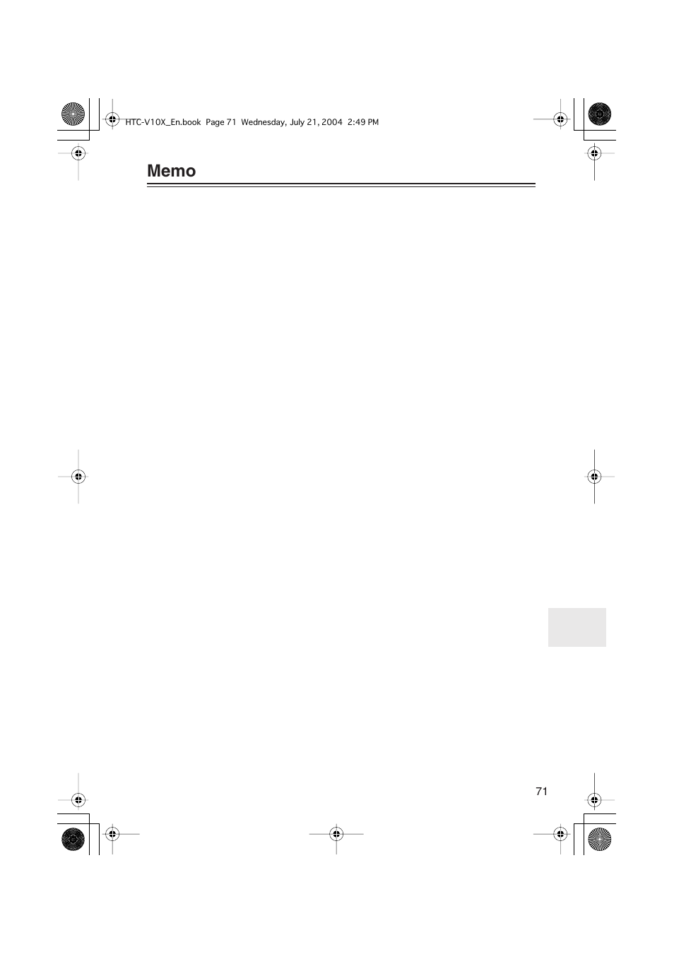 Onkyo HTC-V10X User Manual | Page 71 / 72