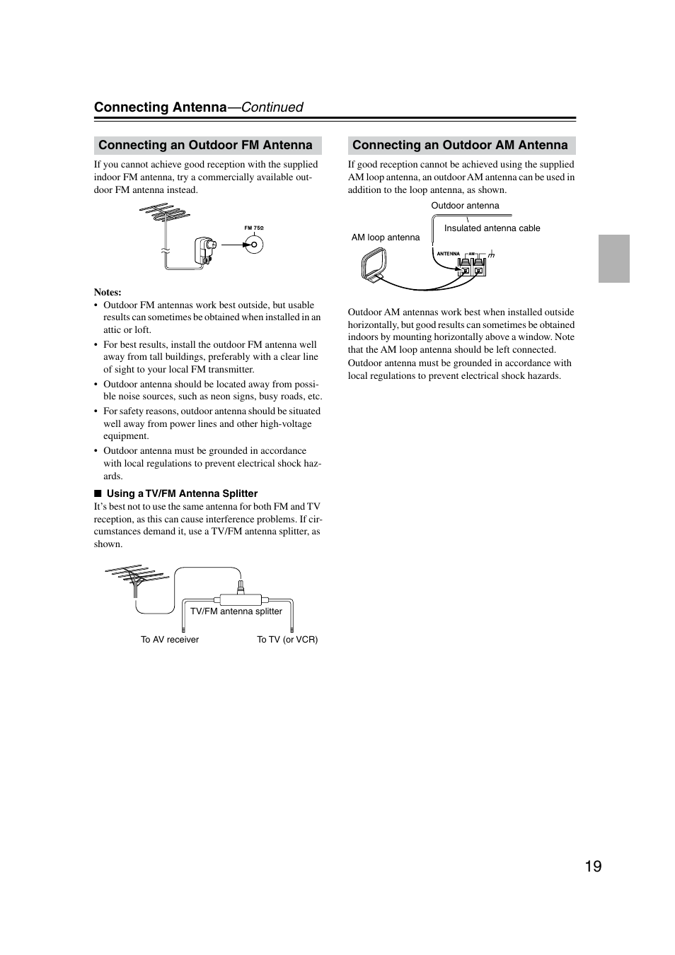 Connecting antenna —continued | Onkyo TX-SR8350 User Manual | Page 19 / 76