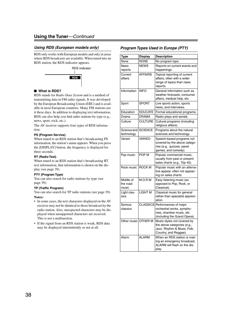 Using the tuner —continued | Onkyo TX-SR8350 User Manual | Page 38 / 76