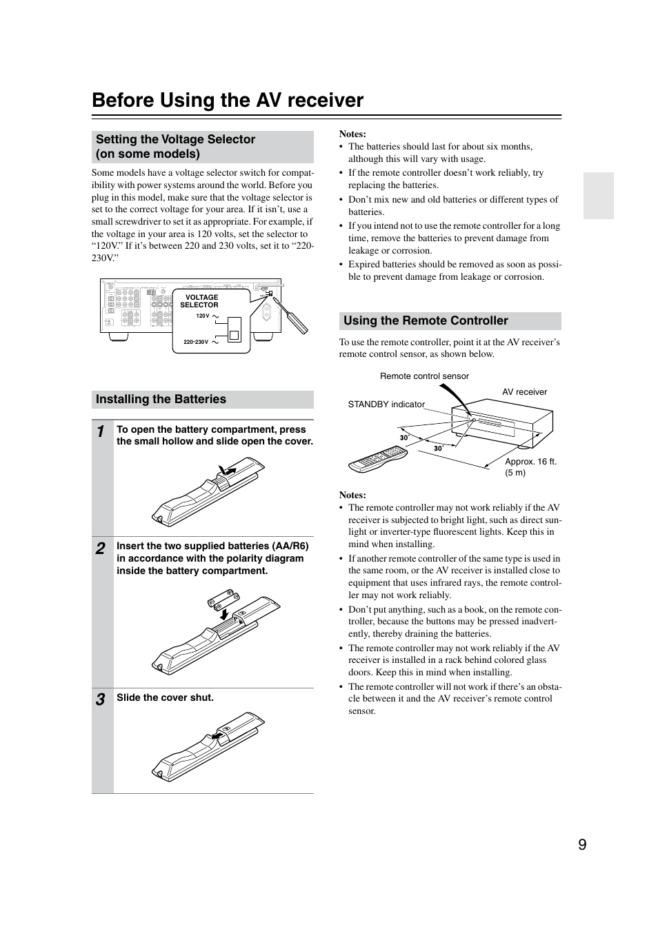 Before using the av receiver | Onkyo TX-SR8350 User Manual | Page 9 / 76