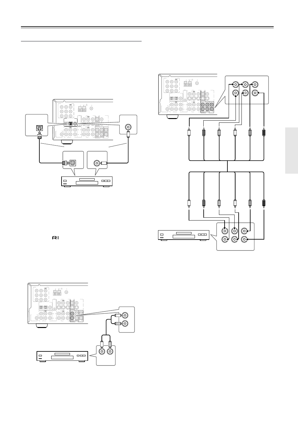 Audio connections, Using optical or coaxial connections, Using analog connections | Using multi-channel connections, Connecting your av components —continued, Dvd player connect one or the other, Dvd player | Onkyo TX-SR501 User Manual | Page 13 / 48