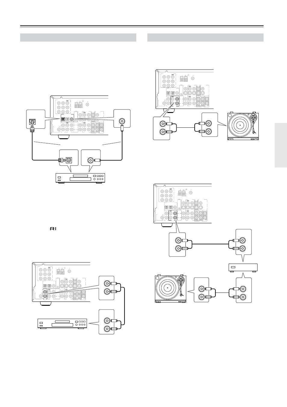 Connecting a cd player, Using coaxial or optical connections, Using analog connections | Connecting a turntable, Turntable with a built-in phono preamp, Turntable without a built-in phono preamp, Connecting your av components —continued, Connect one or the other cd player, Cd player, Phono preamp | Onkyo TX-SR501 User Manual | Page 17 / 48