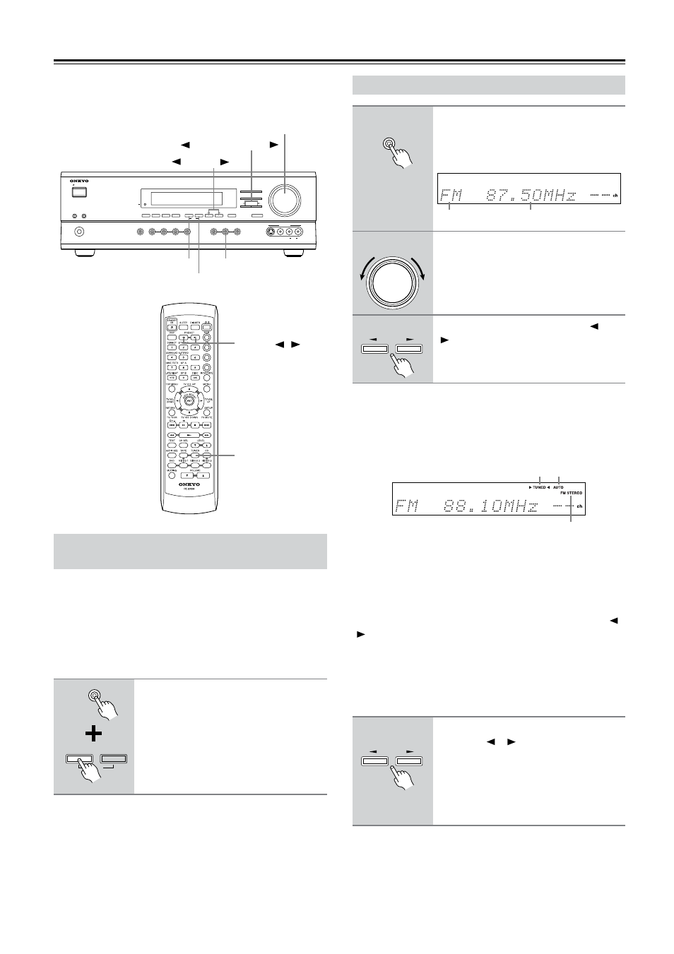 Using the tuner, Tuning into radio stations, Utton (30 | Uttons (30), S (30, Tuned (30), Clear | Onkyo TX-SR501 User Manual | Page 30 / 48