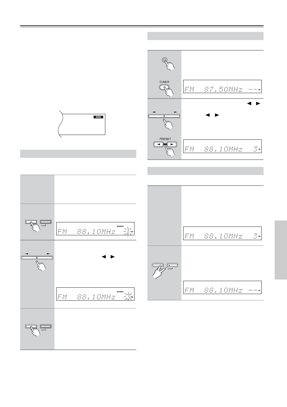Presetting radio stations, Selecting preset stations, Deleting presets | Utton (31), Y (31), Fm stereo (31), Uttons (31) | Onkyo TX-SR501 User Manual | Page 31 / 48