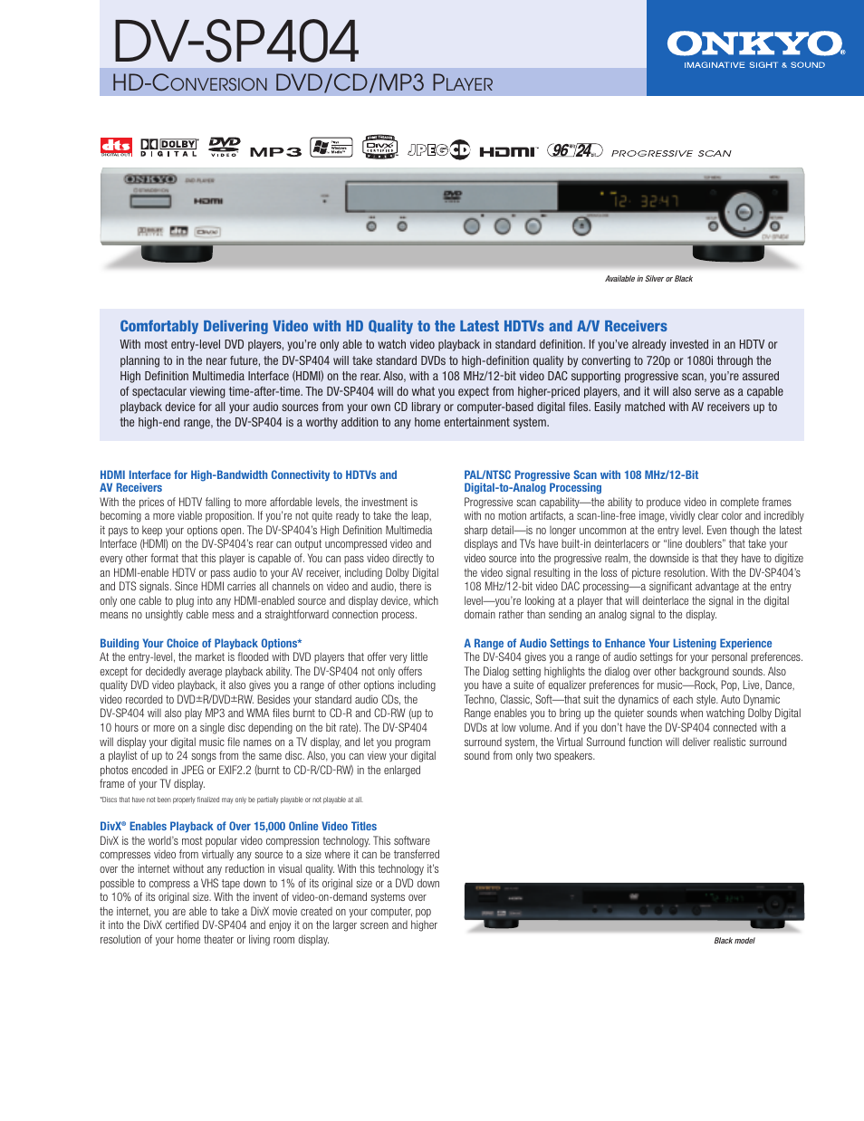 Onkyo DV SP404 User Manual | 2 pages