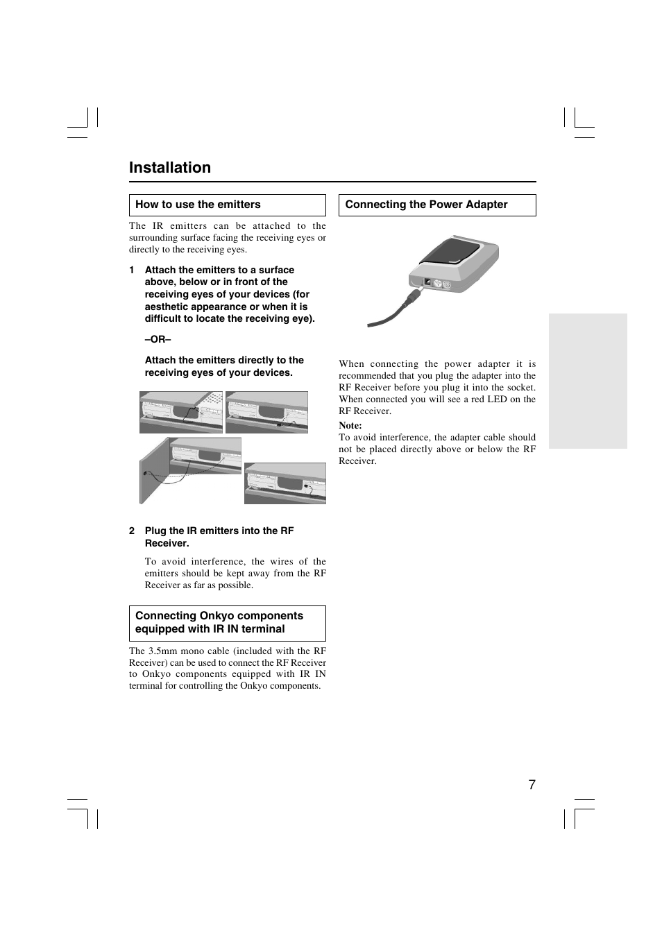 Installation | Onkyo RFR-5 User Manual | Page 7 / 12