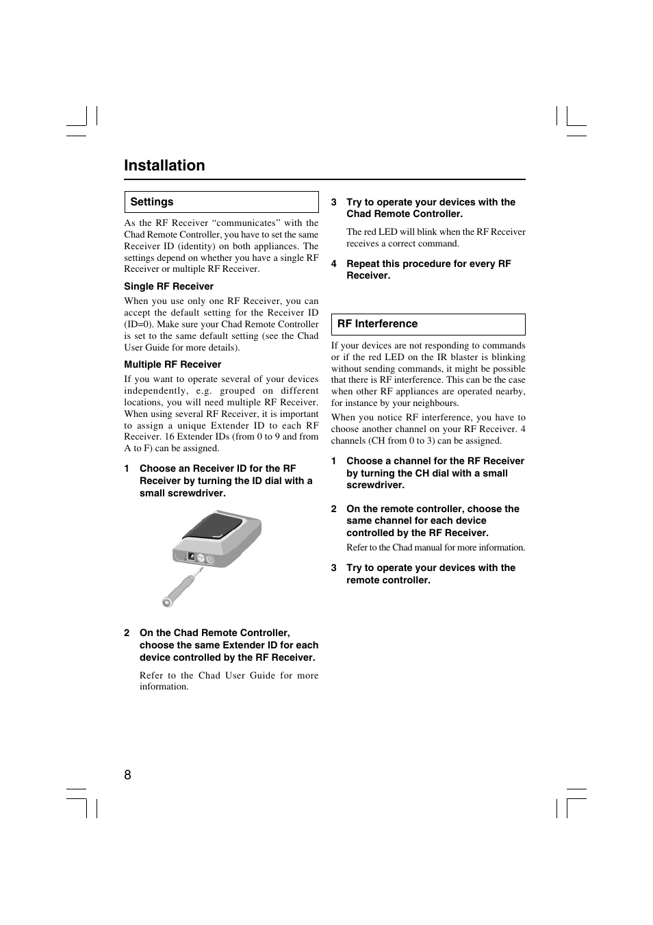 Installation | Onkyo RFR-5 User Manual | Page 8 / 12
