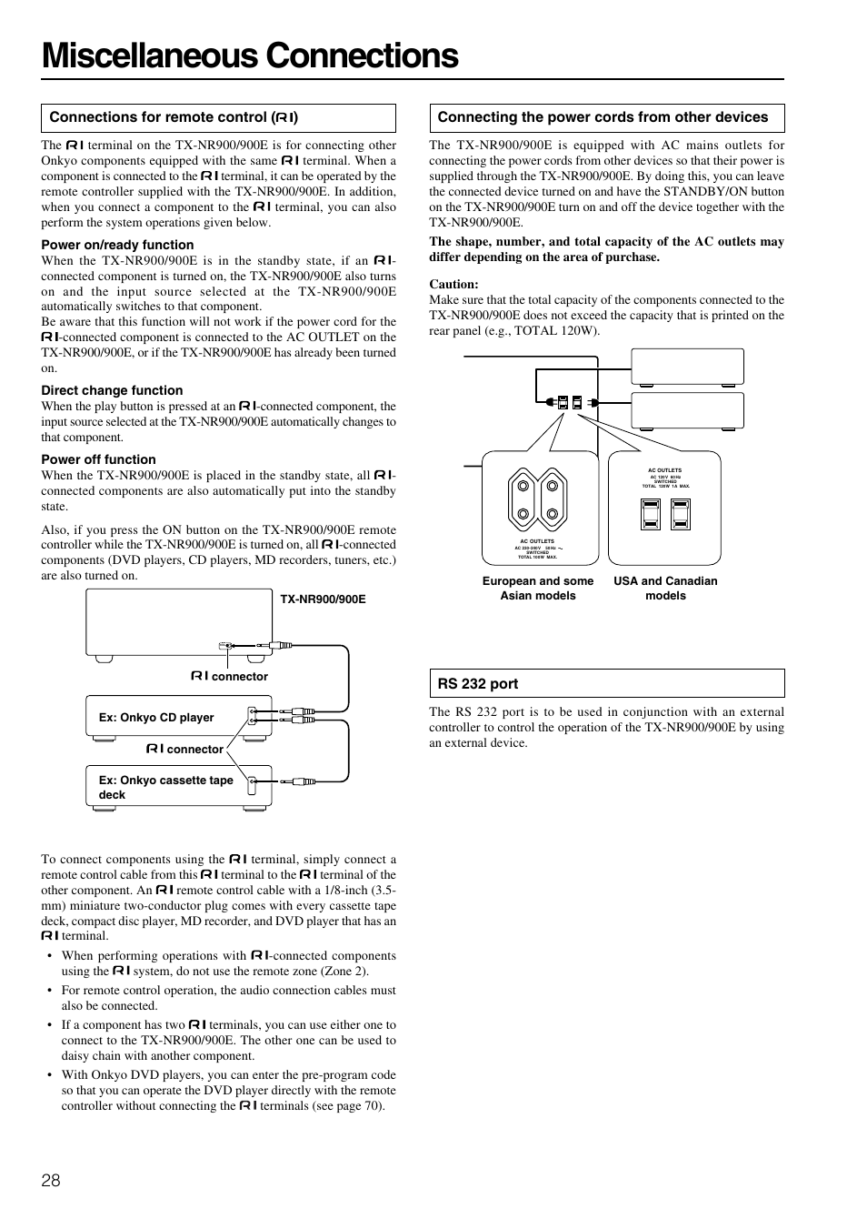 Miscellaneous connections | Onkyo TX-NR900E User Manual | Page 28 / 84