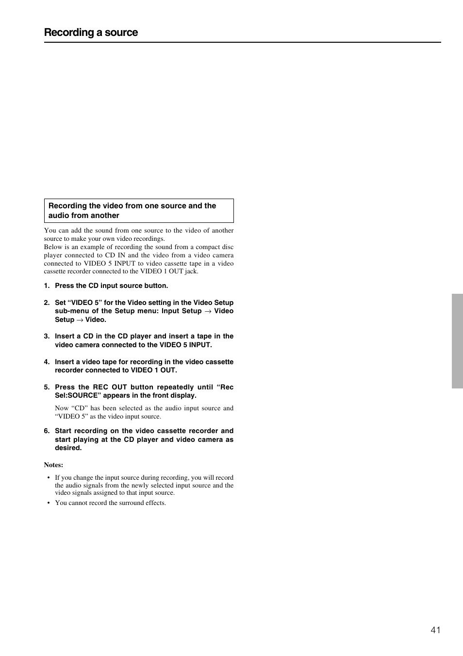 Recording a source | Onkyo TX-NR900E User Manual | Page 41 / 84