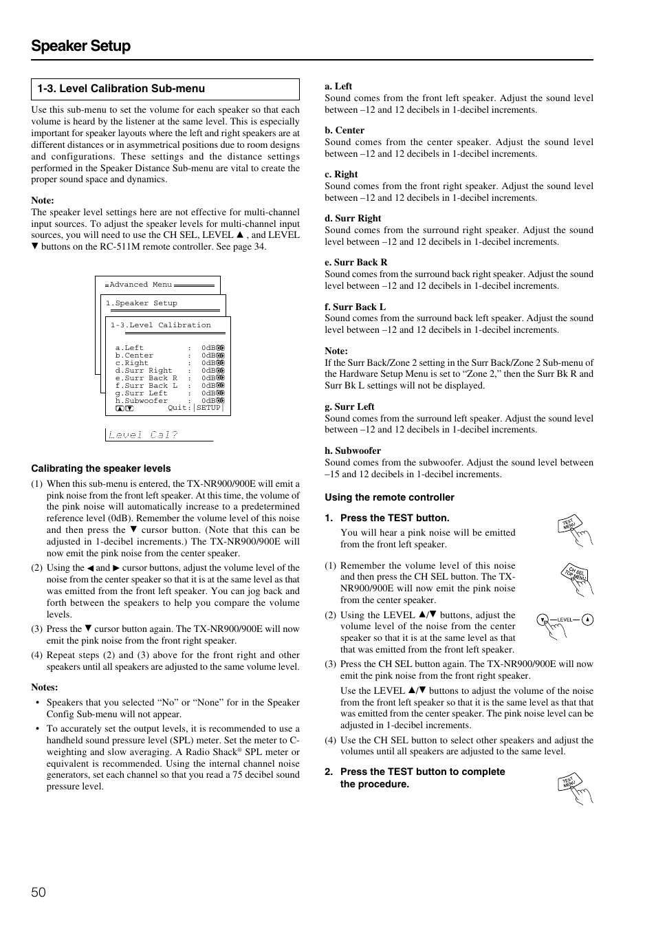 Speaker setup | Onkyo TX-NR900E User Manual | Page 50 / 84