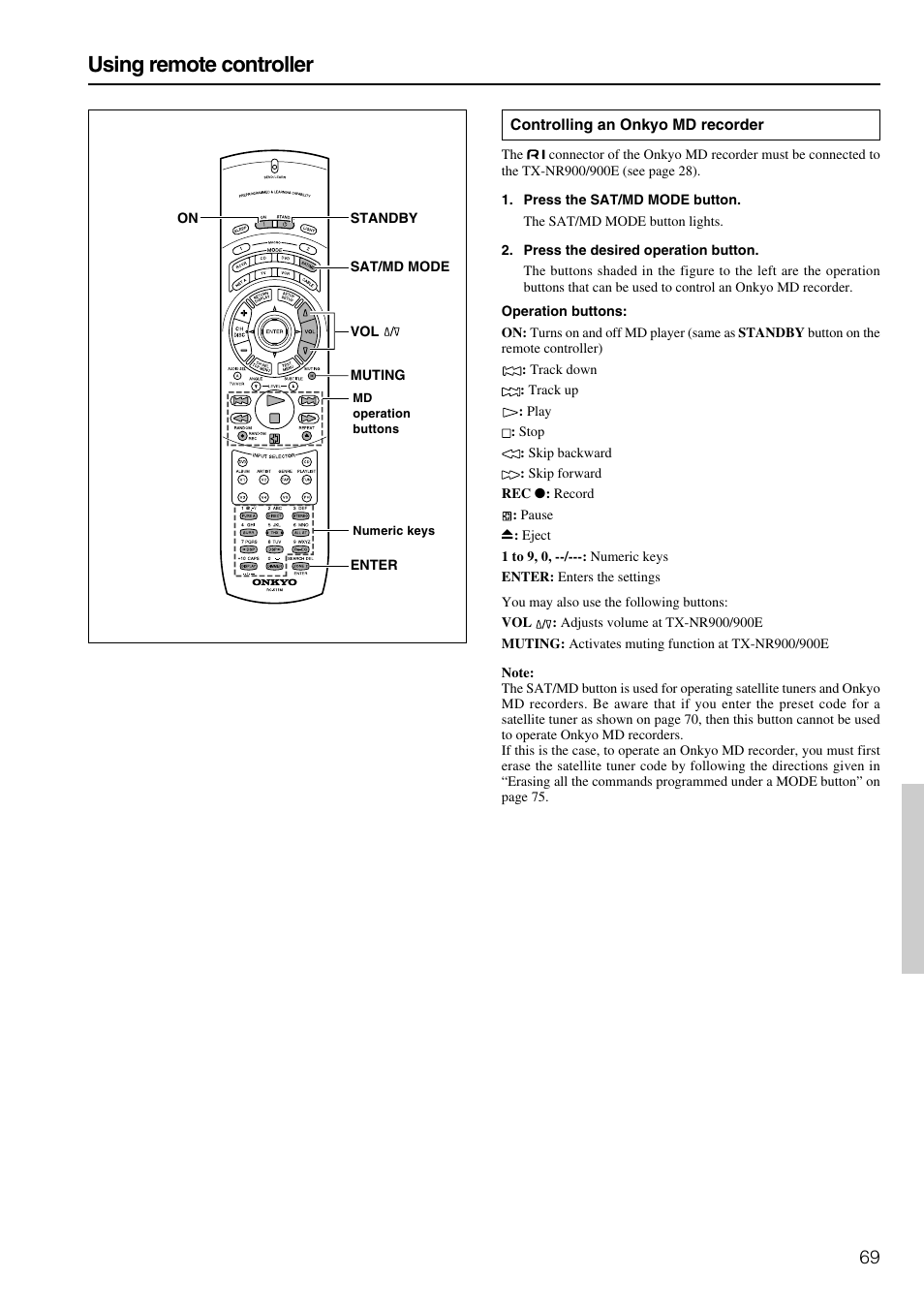 Using remote controller | Onkyo TX-NR900E User Manual | Page 69 / 84