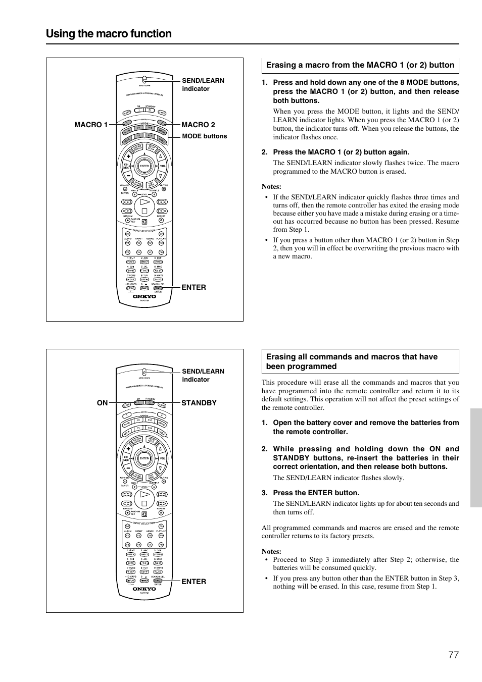 Using the macro function | Onkyo TX-NR900E User Manual | Page 77 / 84