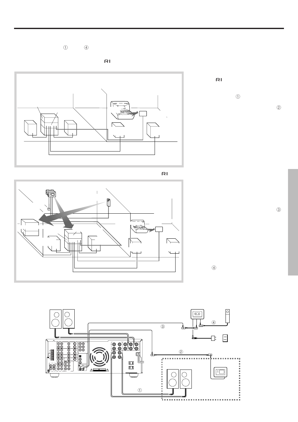 Multi-room system connections, Connection diagram, Main room sub-room | Onkyo TX-DS656 User Manual | Page 47 / 56