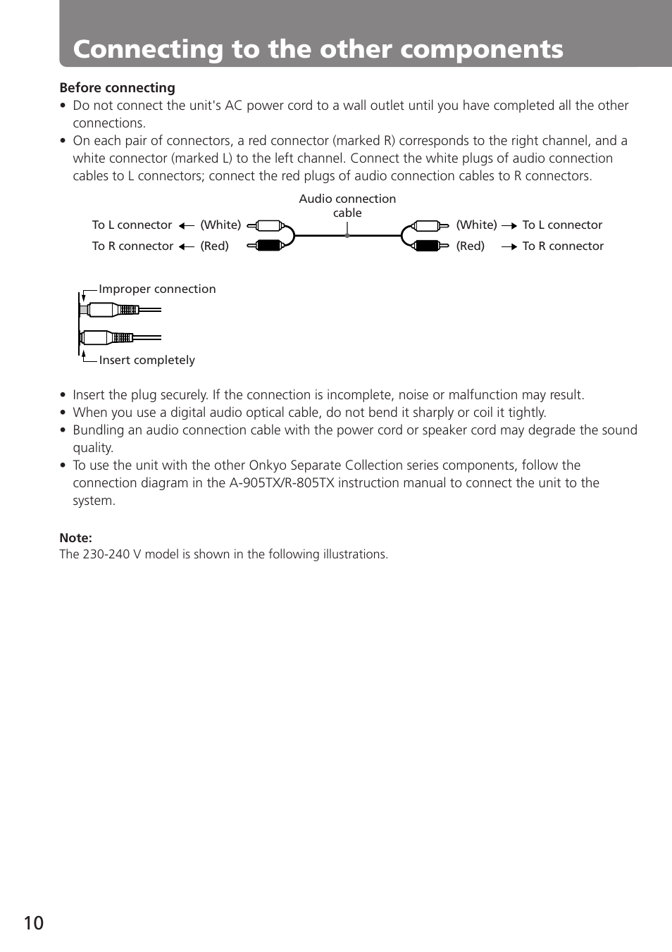 Connecting to the other components | Onkyo MD-105TX User Manual | Page 10 / 52