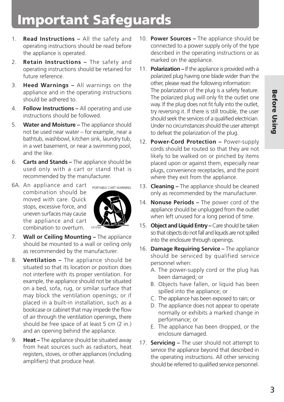 Important safeguards | Onkyo MD-105TX User Manual | Page 3 / 52