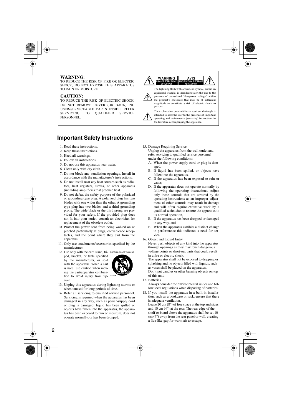 A. when the power-supply cord or plug is damaged, Introduction, Important safety instructions | Onkyo HTX-22HD User Manual | Page 2 / 76