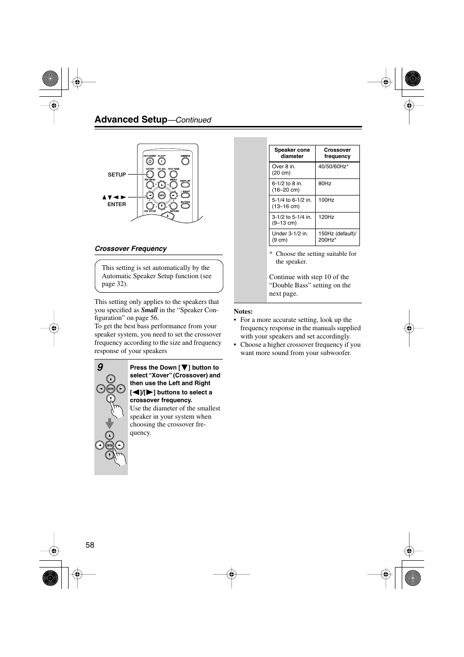 Advanced setup | Onkyo HTX-22HD User Manual | Page 58 / 76