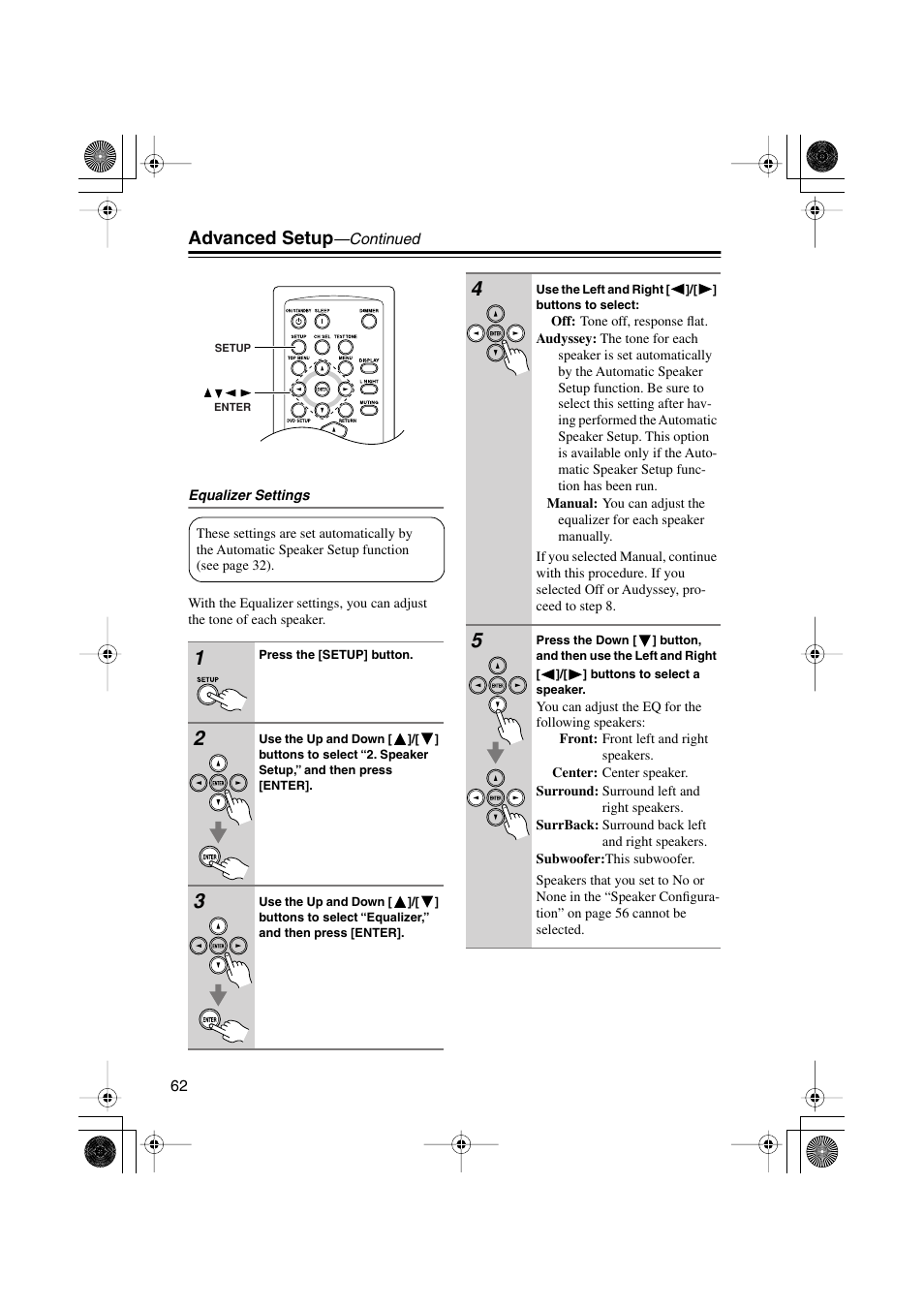 Advanced setup | Onkyo HTX-22HD User Manual | Page 62 / 76