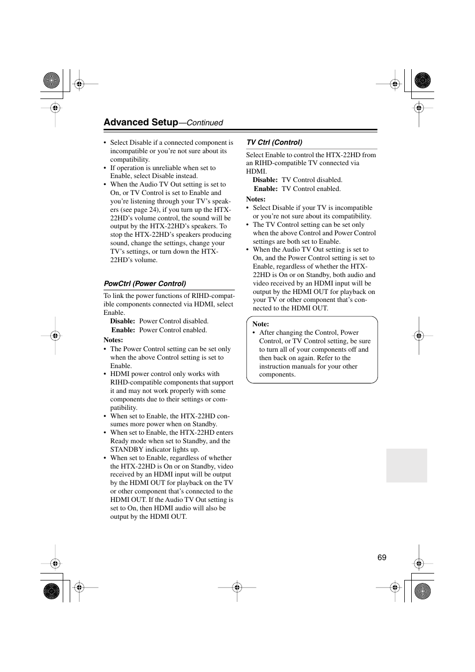 Advanced setup | Onkyo HTX-22HD User Manual | Page 69 / 76