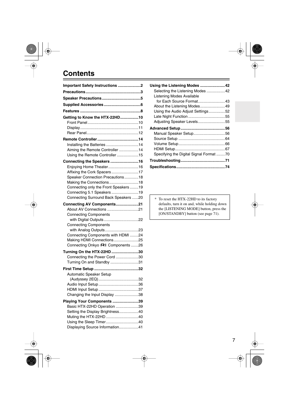 Onkyo HTX-22HD User Manual | Page 7 / 76