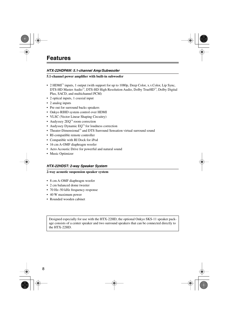 Features | Onkyo HTX-22HD User Manual | Page 8 / 76