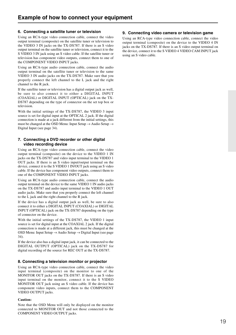 Example of how to connect your equipment | Onkyo TX-DS787 User Manual | Page 19 / 76