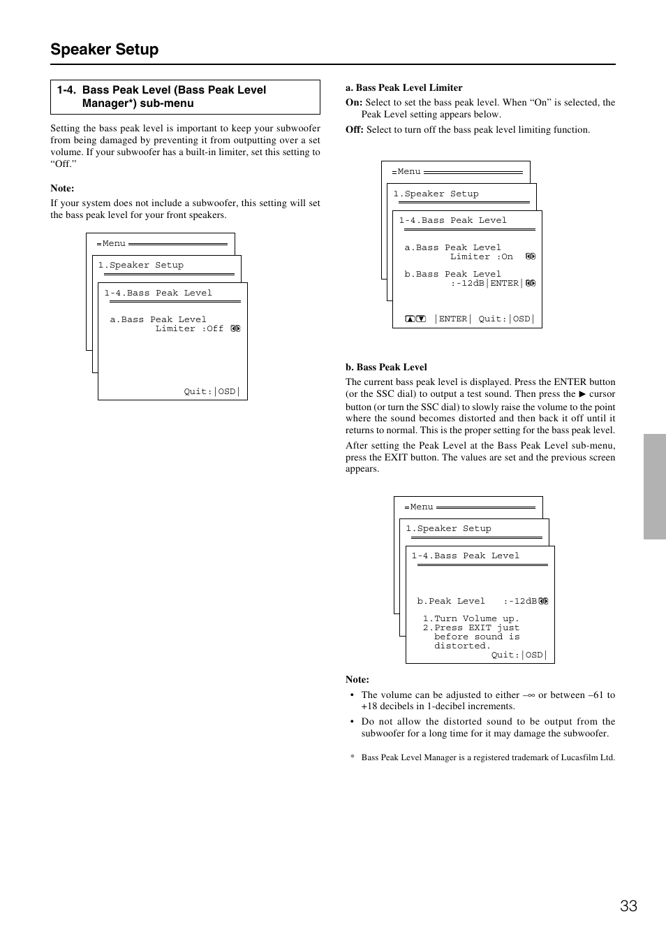 33 speaker setup | Onkyo TX-DS787 User Manual | Page 33 / 76