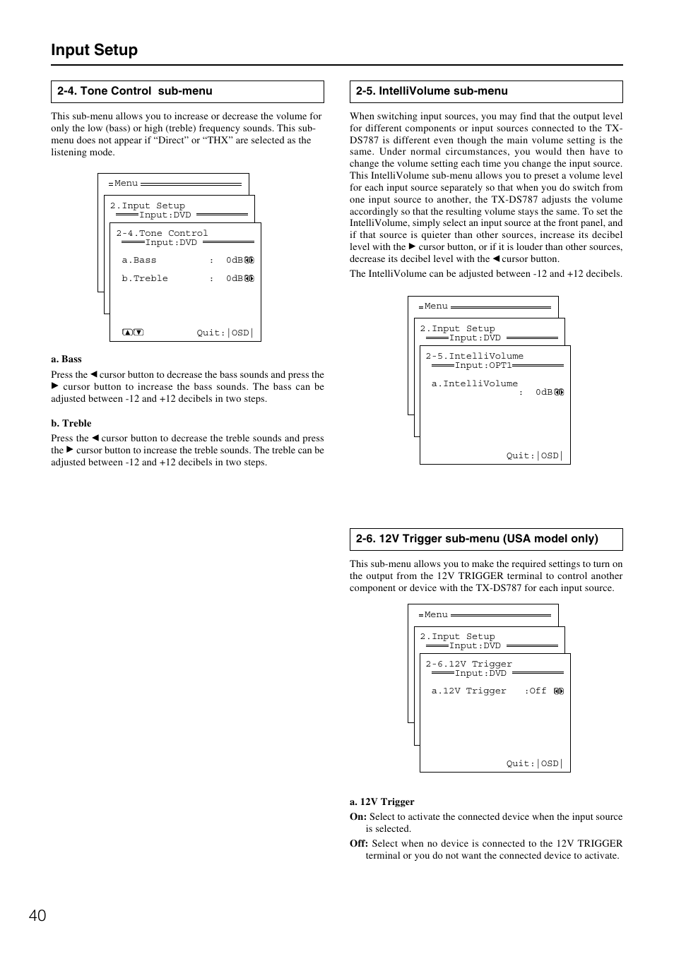 Input setup | Onkyo TX-DS787 User Manual | Page 40 / 76